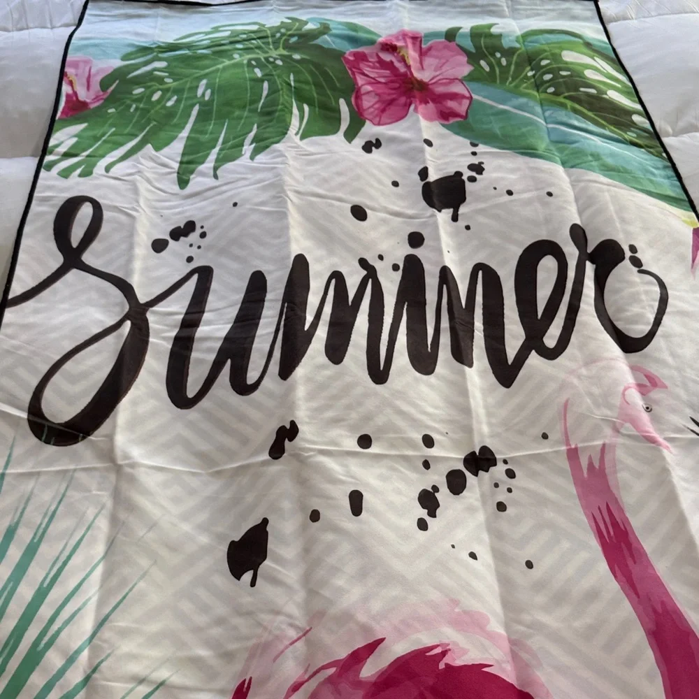 Tropical Flamingo Summer Microfiber Beach Towel